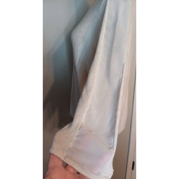 Moth Anthropologie Cream Ivory Medium Sweater, Sheer Arm Stripe, Long Sleeve - Picture 3 of 6